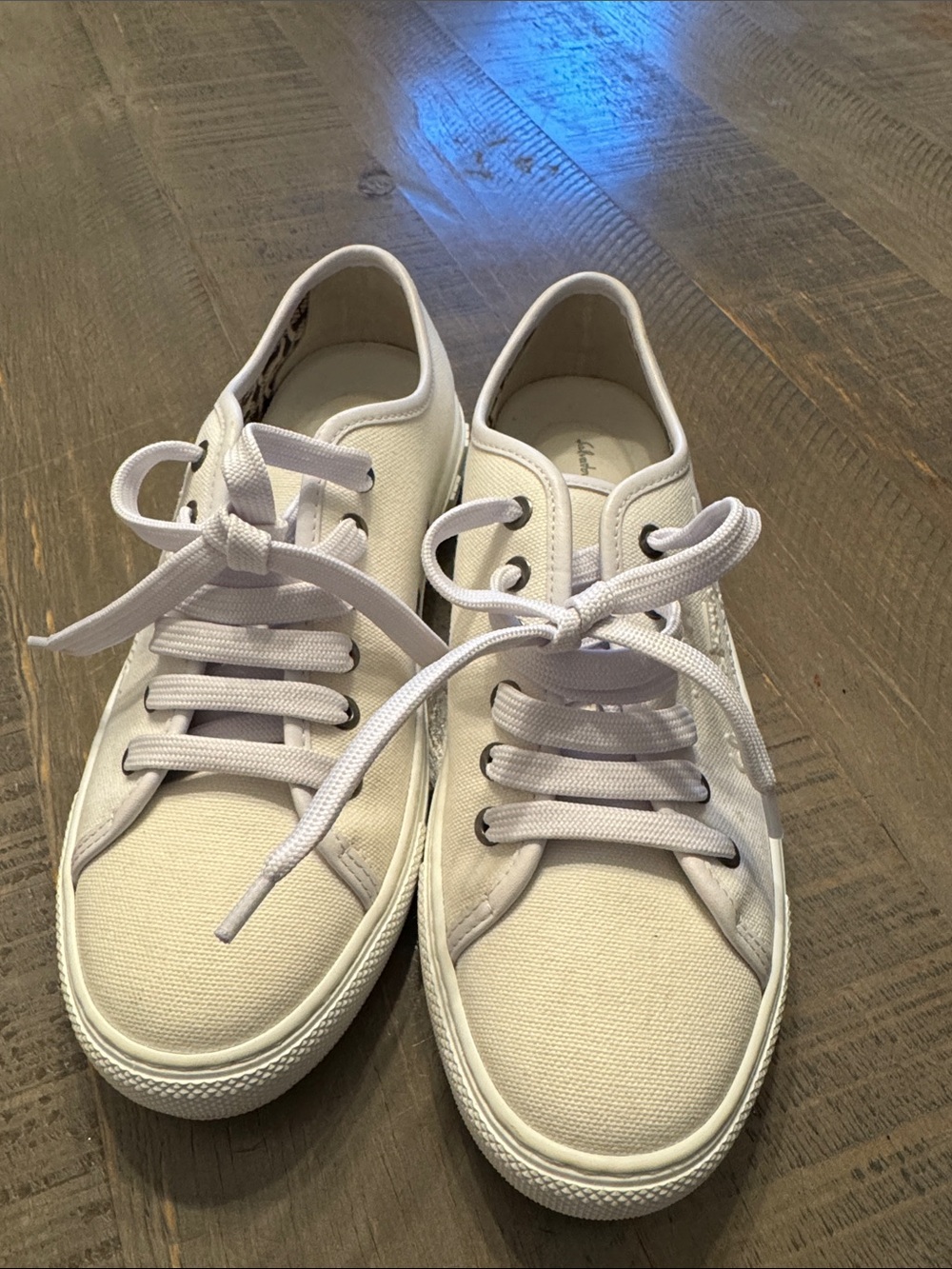Salvatore Ferragamo White Canvas Low-Top Sneakers Horseshoe